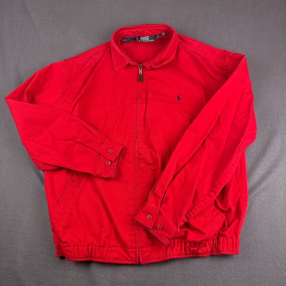 Vintage Polo Ralph Lauren Harrington Jacket Men's XL Red Pony Bi-Swing Unlined